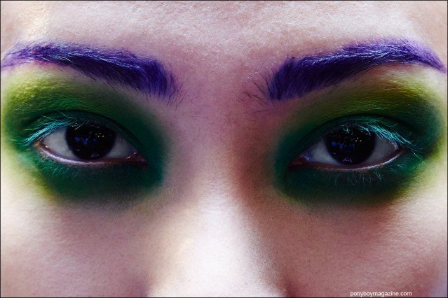 Close-up shot of makeup by MAC Cosmetics, backstage at the Georgine Spring/Summer 2016 womenswear collection. Photography by Alexander Thompson for Ponyboy magazine.