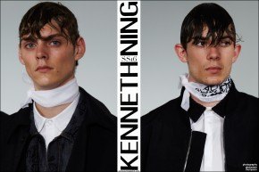 Male model Mats Van Snippenberg photographed at Kenneth Ning Spring/Summer 2016 menswear presentation at Industria Studios New York. Photographed by Alexander Thompson for Ponyboy magazine.