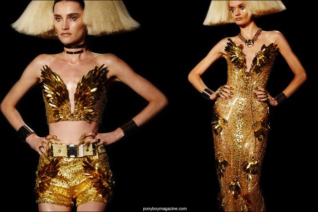 Fabulous golden creations on the Blonds Spring/Summer 2016 runway, photographed by Alexander Thompson for Ponyboy magazine.