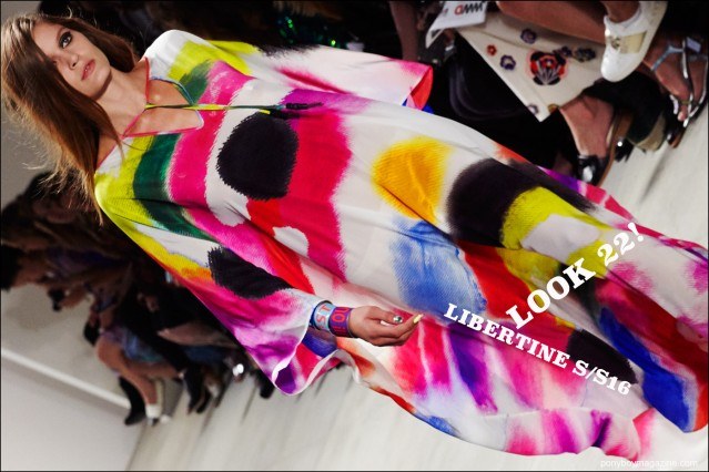 A vibrant kaftan on the Libertine Spring/Summer 2016 runway. Photographed for Ponyboy magazine by Alexander Thompson.