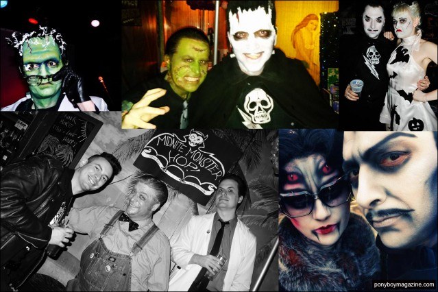Assorted snapshots of colorful party attendees at the Midnite Monster Hop in New York City. Ponyboy magazine.