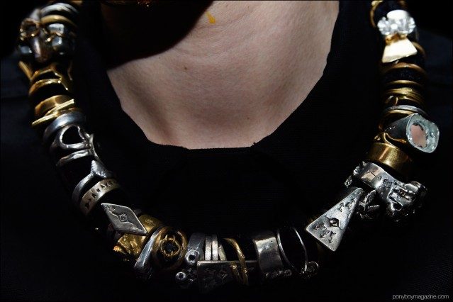 Detail shot of men's necklace, worn backstage at Siki Im + Den Im F/W16 menswear show. Photograph by Alexander Thompson for Ponyboy magazine.