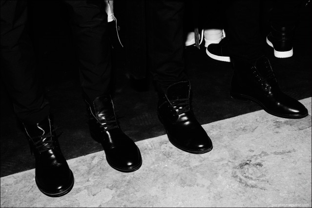 Stampd combat boots, for Fall/Winter 2016. Photographed backstage by Alexander Thompson for Ponyboy magazine.