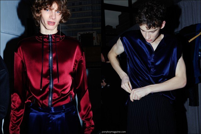Models Erik van Gils and Will Wadhams photographed at the Kenneth Ning F/W16 menswear presentation. Photography by Alexander Thompson for Ponyboy magazine.