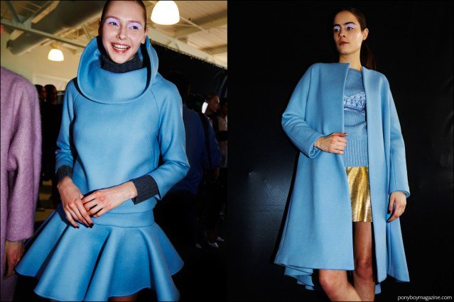 Baby blue Fall/Winter womenswear looks for 2016, snapped by Alexander Thompson for Ponyboy magazine at the Milly show.