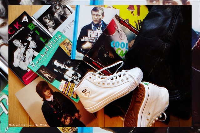 Made in USA Center Hi sneaker in white from PF Flyers. Photographed for Ponyboy magazine by Alexander Thompson.