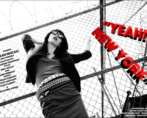 Sarah McCall photographed for Ponyboy magazine editorial "Yeah! New York", inspired by singer Karen O. Photography by Alexander Thompson, with styling by Xina Giatas.