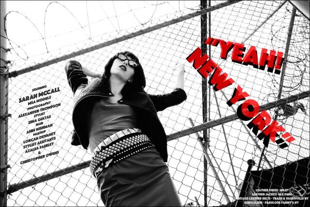 Sarah McCall photographed for Ponyboy magazine editorial "Yeah! New York", inspired by singer Karen O. Photography by Alexander Thompson, with styling by Xina Giatas.