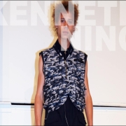 Model Lye-Amone Cassac photographed backstage at Kenneth Ning Spring/Summer 2017 menswear show. Photography by Alexander Thompson for Ponyboy magazine.