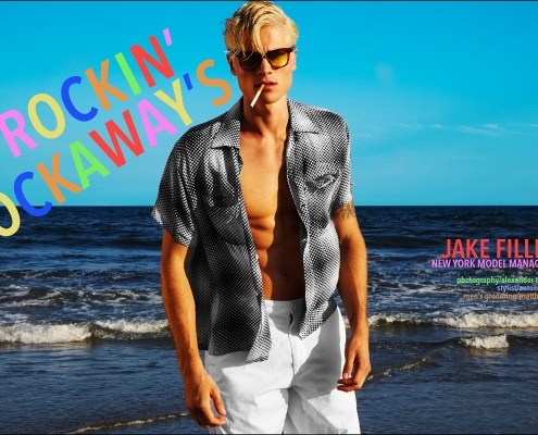 Jake Filling from New York Model Management photographed by Alexander Thompson for Ponyboy magazine menswear editorial, Rockin Rockaways.