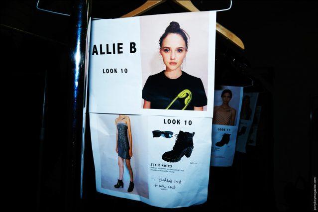 Allie Barrett's model dressing card photographed backstage at the Georgine Spring/Summer 2017 show. Photography by Alexander Thompson for Ponyboy magazine.