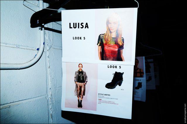 Luisa Bianchin's model dressing card photographed backstage at the Georgine Spring/Summer 2017 show. Photography by Alexander Thompson for Ponyboy magazine.
