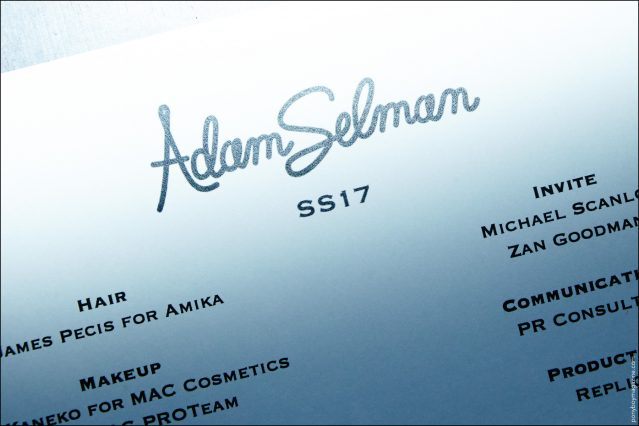 Adam Selman S/S17 show program. Ponyboy magazine.