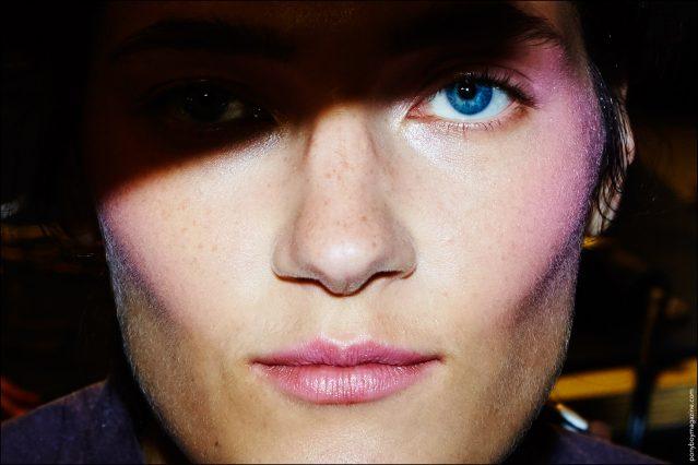 Model Liene Podina snapped backstage in makeup at the Adam Selman Spring/Summer 2017 show. Photography by Alexander Thompson for Ponyboy magazine New York.