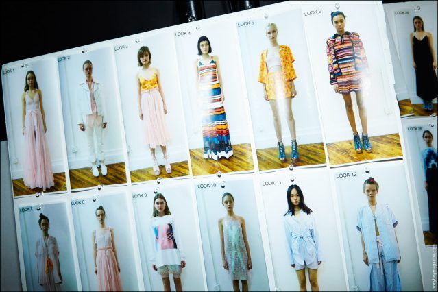 Model's look board snapped backstage at Adam Selman Spring/Summer 2017 show. Photographed by Alexander Thompson for Ponyboy magazine.