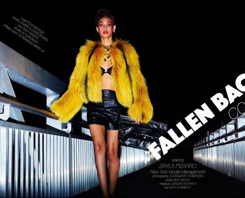 Fallen back. Coats! editorial starring model Ziayla Pizarro from New York Model Management. Photographed by Alexander Thompson for Ponyboy magazine, with styling by Xina Giatas.