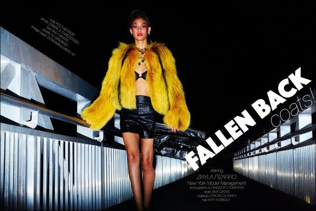 Fallen back. Coats! editorial starring model Ziayla Pizarro from New York Model Management. Photographed by Alexander Thompson for Ponyboy magazine, with styling by Xina Giatas.