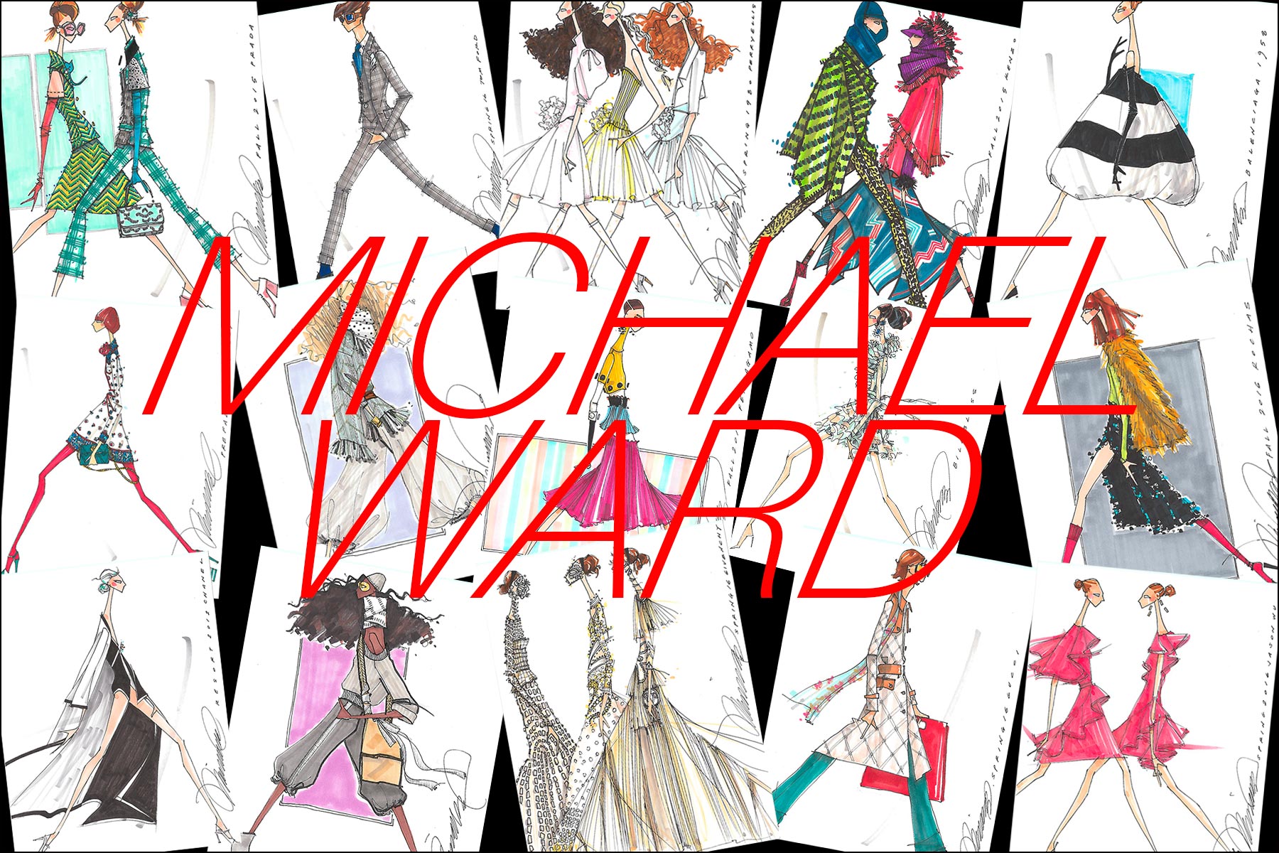 Michael Ward fashion illustrations. Ponyboy magazine.