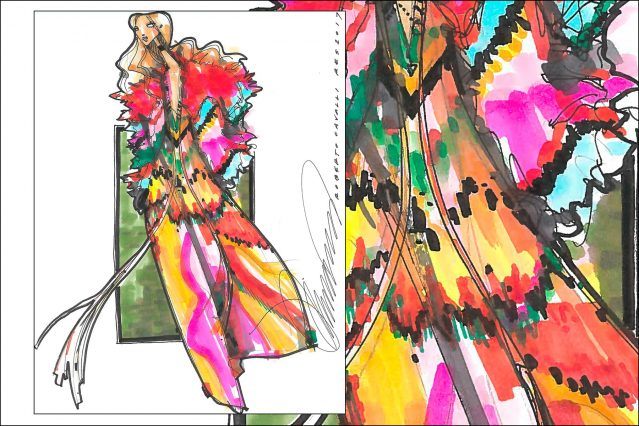 Roberto Cavalli Resort 2017 fashion illustration by Michael Ward. Ponyboy magazine.