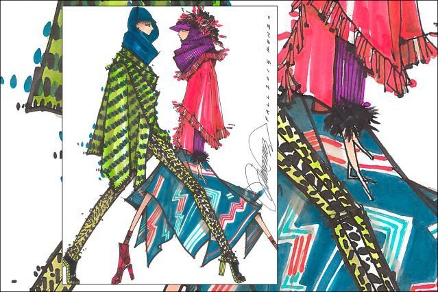 Kenzo Fall 2015 fashion illustration by Michael Ward. Ponyboy magazine.