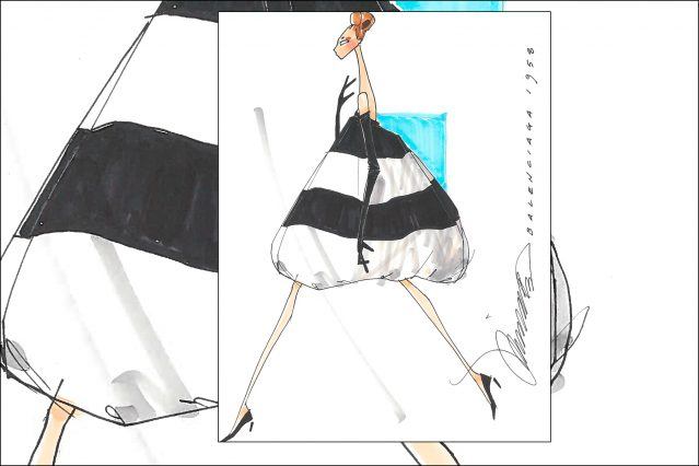 Balenciaga 1958 fashion illustration by Michael Ward. Ponyboy magazine.