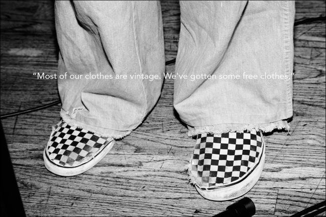 A detail shot of Lemon Twigs musician Brian D'Addario's checkerboard Van sneakers. Photographed by Alexander Thompson for Ponyboy magazine.