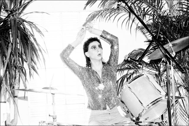 Brian D'Addario on drums, from New York City band The Lemon Twigs. Photographed by Alexander Thompson for Ponyboy magazine.