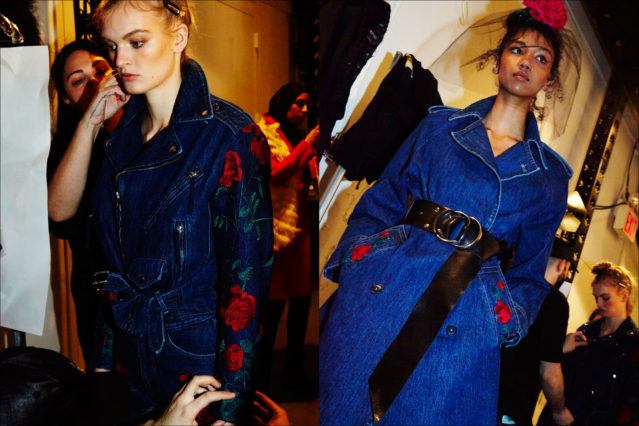 Models Juliane Grüner & Aiden Curtiss snapped before walking at Adam Selman Fall 2017. Photography by Alexander Thompson for Ponyboy magazine.