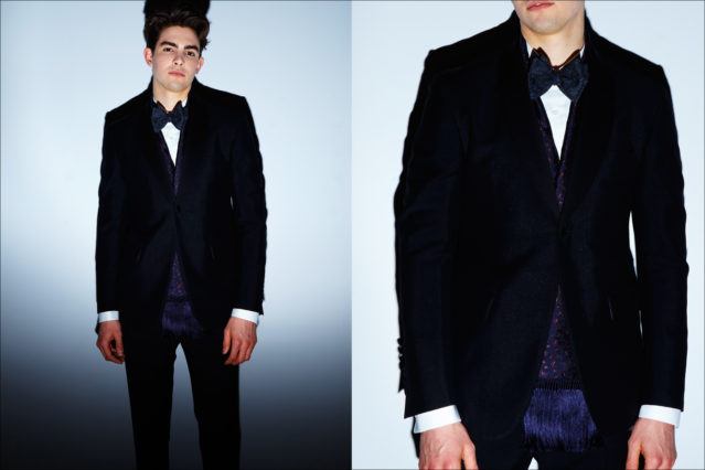 Evening wear looks snapped backstage at the David Hart Fall/Winter 2017 menswear show by Alexander Thompson for Ponyboy magazine.