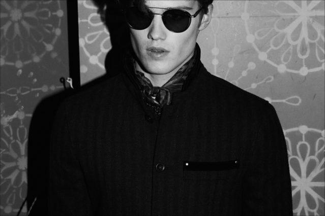 Model Nick Truelove photographed backstage at the John Varvatos Fall/Winter 2017 menswear show. Photography by Alexander Thompson for Ponyboy magazine.