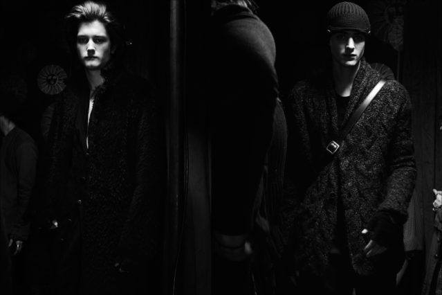 Male model Cole James photographed backstage in John Varvatos Fall/Winter 2017 menswear. Photography by Alexander Thompson for Ponyboy magazine.