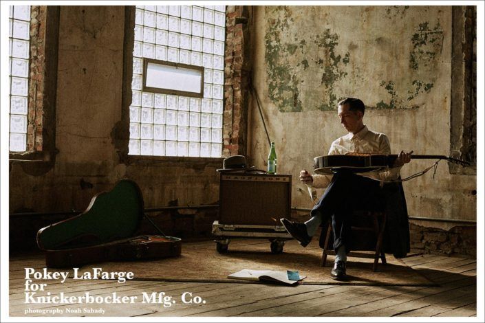 Musician Pokey LaFarge photographed by Noah Sahady for his clothing collaboration with Knickerbocker Mfg. Co. Ponyboy magazine New York.