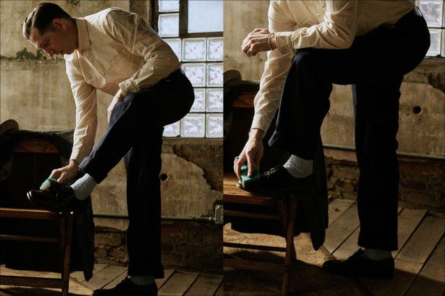 Pokey LaFarge clothing collaboration with Knickerbocker Mfg. Co. Photographed by Noah Sahady. Ponyboy magazine.