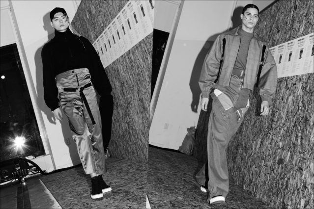 Male models walk the runway presentation for Private Policy F/W17 menswear show. Photography by Alexander Thompson for Ponyboy magazine.