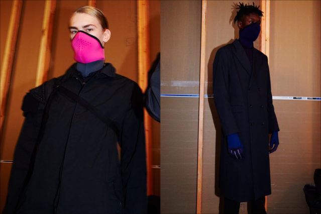 Models Dominik Sadoch & Abdulaye Niang backstage at Robert Geller Autumn/Winter 2017 menswear show. Photographed by Alexander Thompson for Ponyboy magazine.