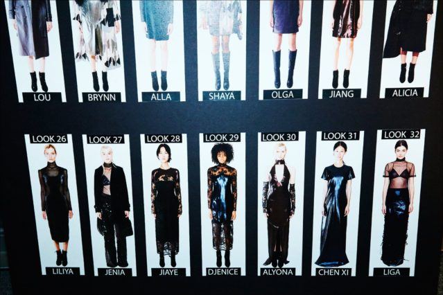 Model's board backstage at the Georgine Fall/Winter 2017 womenswear show. Photographed by Alexander Thompson for Ponyboy magazine.