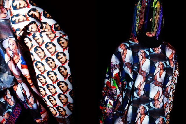 Joan Collins "Dynasty" photographic print backstage at Libertine Fall/Winter 2017 collection. Photographed by Alexander Thompson for Ponyboy magazine.