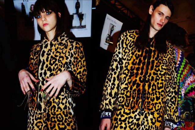 Models Masha Tsarykevich & Gustavo Sanches photographed in leopard looks from the Libertine Fall/Winter show. Photographed by Alexander Thompson for Ponyboy magazine.