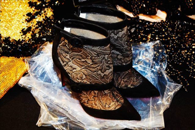 Christina Louboutin ankle boots photographed backstage at The Blonds Fall 2017 womenswear show. Photography by Alexander Thompson for Ponyboy magazine.