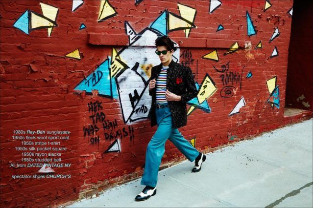 Mateo Birkner, for Ponyboy magazine menswear editorial, "Barrio Boy". Photography by Alexander Thompson and styling by Antonio Abrego.