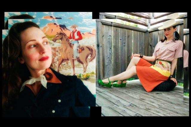 Ms. Moira Roe photographed in vintage western wear at her home in Toronto. Ponyboy magazine.