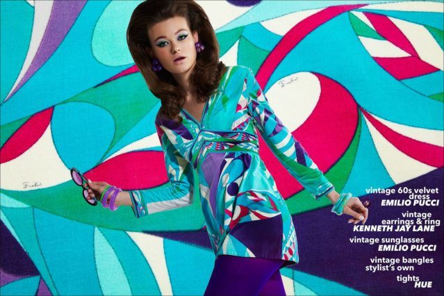 Model Lily-Rose Cameron from New York Model Management, wearing a vintage velvet Emilio Pucci dress. Styled by Xina Giatas, with photography by Alexander Thompson for Ponyboy magazine.