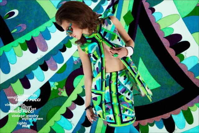 Lily-Rose Cameron, from New York Model Management, wears a vintage 60s velvet 2-piece set from Emilio Pucci. Photographed by Alexander Thompson for Ponyboy magazine, with styling by Xina Giatas.