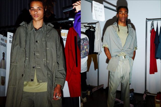 Models backstage at Gustav Von Ashcenbach Spring 2018 menswear show by designer Robert Geller. Photographed by Alexander Thompson for Ponyboy magazine.