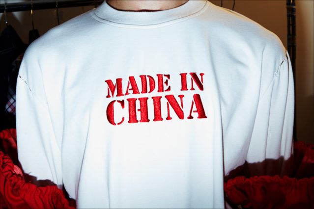 Made In China. Backstage at Feng Chen Wang menswear show. Photographed by Alexander Thompson for Ponyboy magazine.