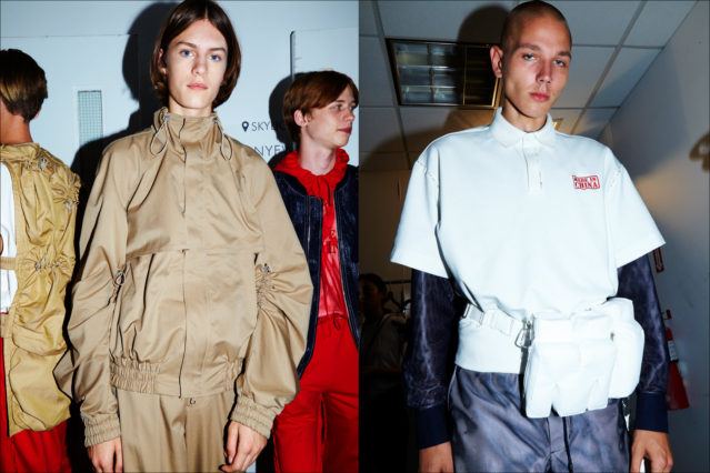 Backstage at Feng Chen Wang menswear. S/S18. Photography by Alexander Thompson for Ponyboy magazine.