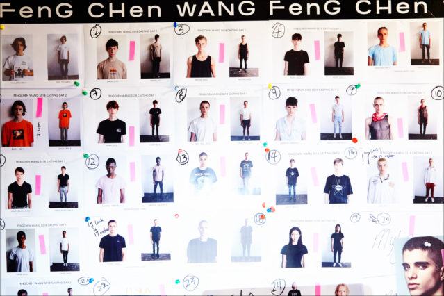 Model's board snapped backstage at Feng Chen Wang, for Spring/Summer 2018. Photograph by Alexander Thompson for Ponyboy magazine.