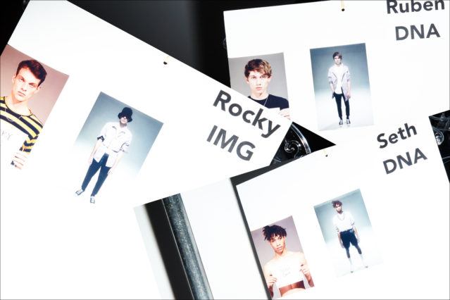 Model's dressing cards photographed backstage at Matiere, Spring/Summer 2018. Photography by Alexander Thompson for Ponyboy magazine.