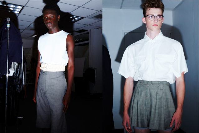Male models pose backstage at Raun LaRose, for Spring/Summer 2018. Photography by Alexander Thompson for Ponyboy magazine.