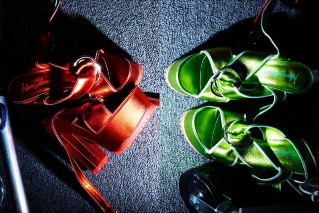 Metallic platforms photographed backstage at designer Adam Selman's show for Spring/Summer 2018. Photography by Alexander Thompson for Ponyboy magazine.